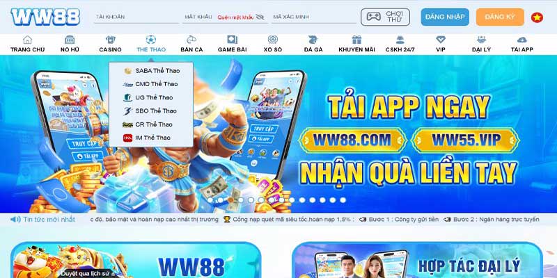 Vào Nút đăng nhập WW88 và điền các thông tin người chơi